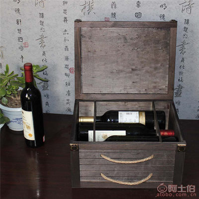 【浩达厂家热销红酒礼盒六支装精美做工木制酒盒红酒木箱可印logoHD-376】曹县青菏街道办事处浩达工艺品厂 - 产品库