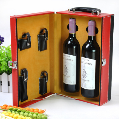 【义乌包装厂供应现红酒盒,双只皮盒,红酒礼品包装盒,礼品盒】价格,厂家,图片,酒类包装,义乌市畅豪饰品-