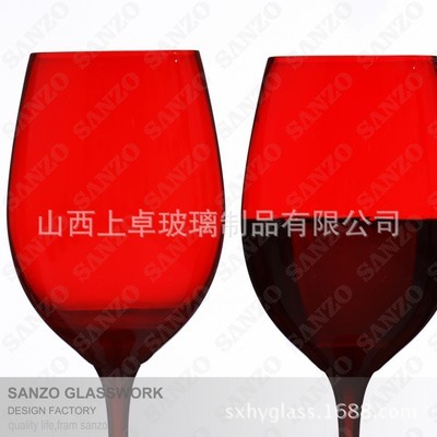 【【色料红酒杯】人工吹制玻璃水晶红酒杯优质高脚红葡萄酒杯】价格,厂家,图片,杯子,山西上卓玻璃制品-